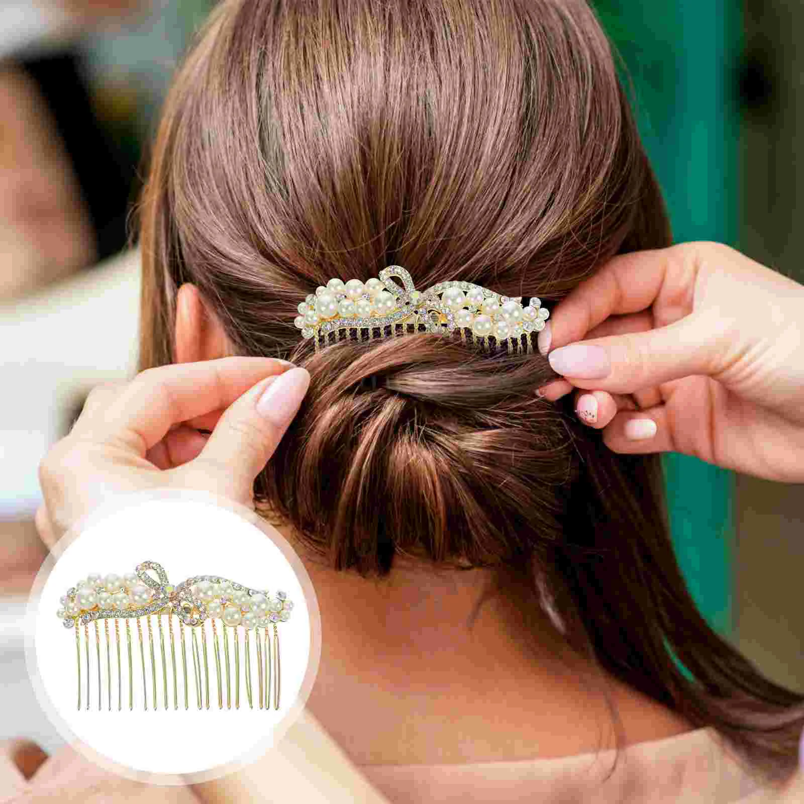 

Bride Wedding Hair Comb Sparkly Bridal Headpiece Rhinestone Bow Tie Hair Comb