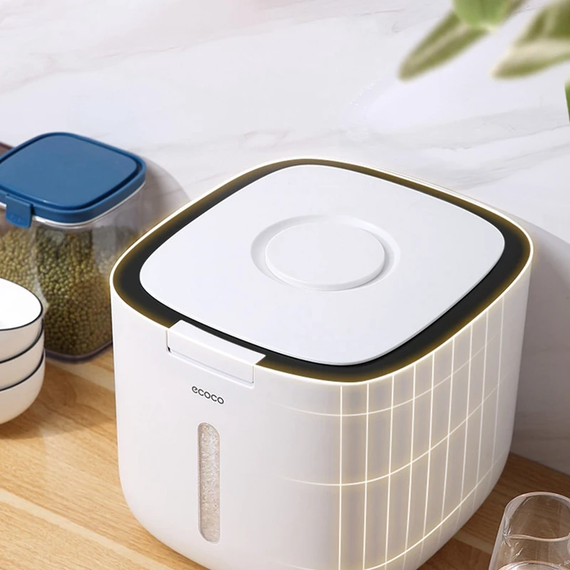 

Ecoco Rice Dispenser Storage Container House Kitchen Organization Food Grain Storage Box Moisture-Proof Sealed Household Box
