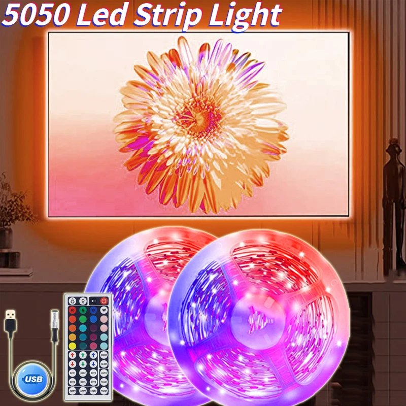 

LED Strip Lights RGB LED Tape for Room Decor TV Backlight Remote LED 1-5M LED Strip Light 5050SMD Color for Christmas Decoration