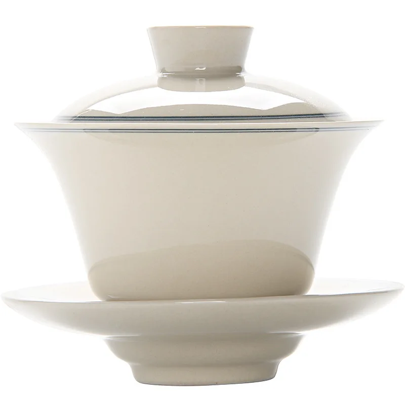 

Grass And Wood Ash Glaze Porcelain Gaiwan For Tea Tureen With Lid Teaware Kung Fu Tea Set Cup Bowls Household Tea Bowl