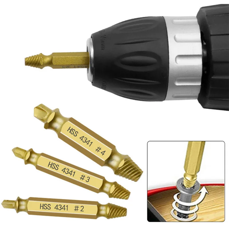 

4/5/6 PCS HSS Damaged Screw Extractor Drill Stripped Screw Extractor Remover Set Double Ended Broken Screw Bolt Demolition Tools