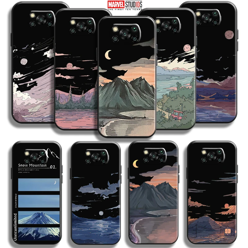 

Hand Painting Landscape For Xiaomi Poco X3 Pro NFC Poco X3 GT Phone Case Soft Coque Funda Carcasa