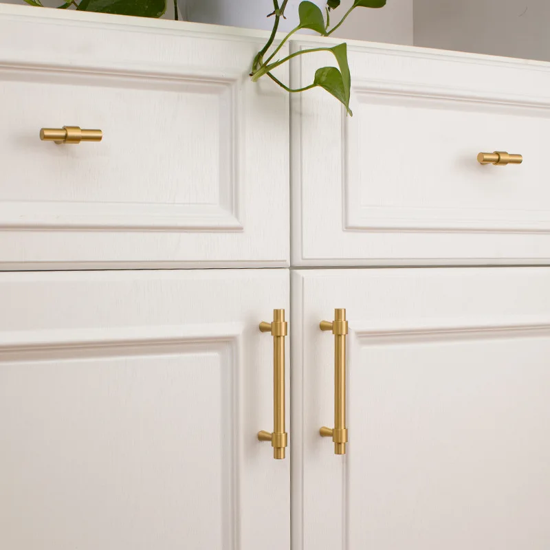 Ручки шкафа из матовой латуни сверхмощные латунные ручки для кухонных ящиков