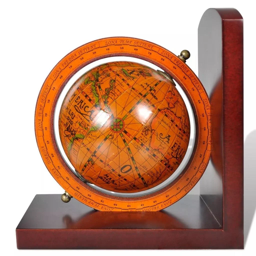 

Bookstand World Map Globe Bookend Classic A Pair