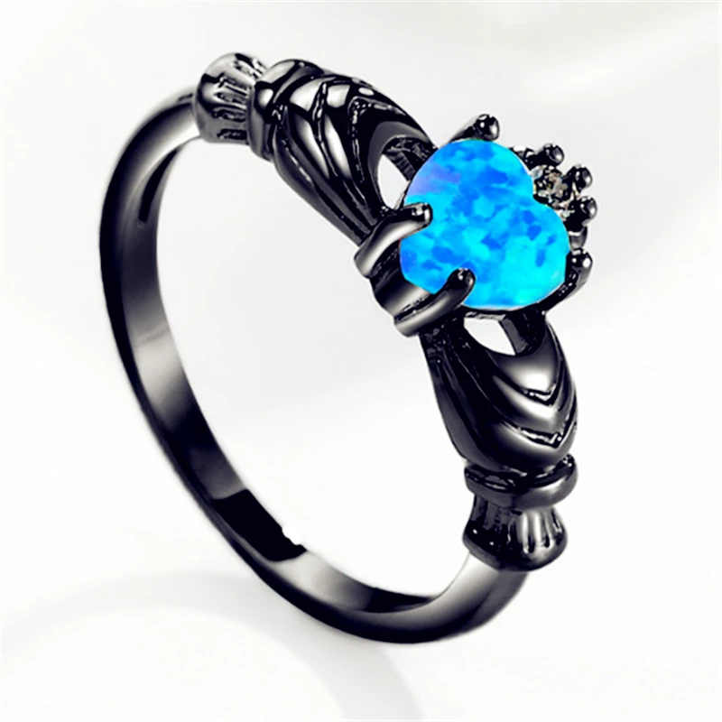 

Rings For Women Fashion White Pink Blue Fire Opal Ring Vintage European Style Gift Stackable Engagement Wedding Jewelry