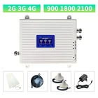 Ретранслятор сотовой связи GSM DCS WCDMA 900 1800 2100 трехдиапазонный 2G 3G 4G Усилитель сигнала Усилитель мобильного сигнала комплект из 2 внутренних антенн