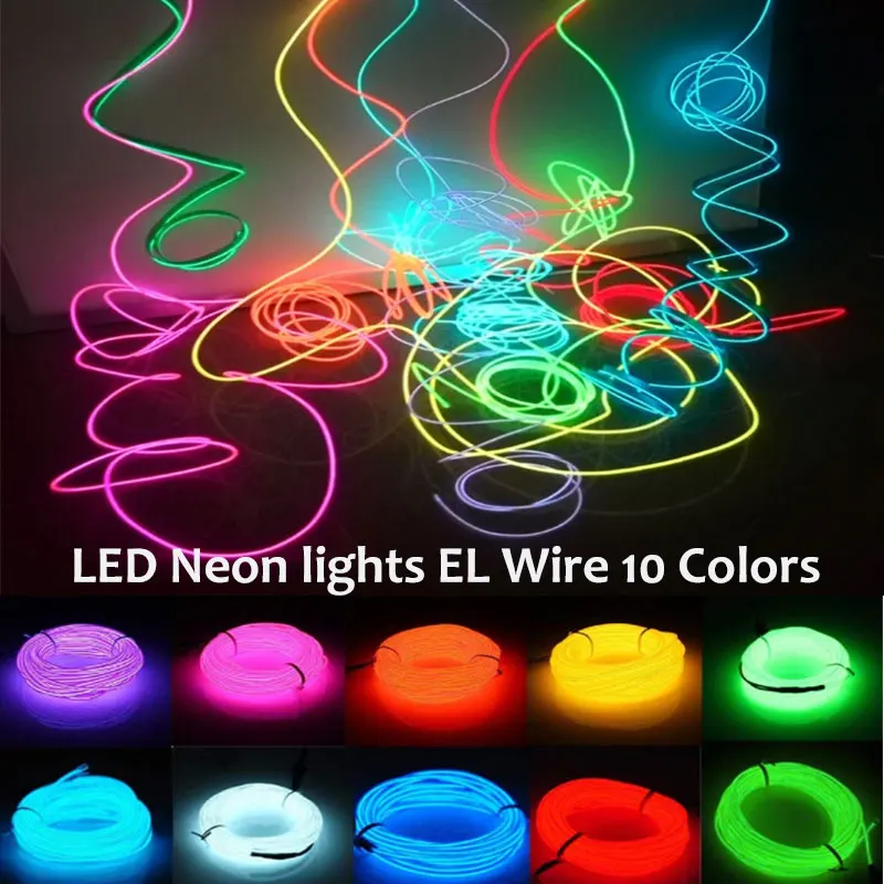 

EL Wire Neon Light LED Strip Sign Neon Glowing Strobing Electroluminescent Wire for Halloween, Parties,DIY Decoration Anime Lamp
