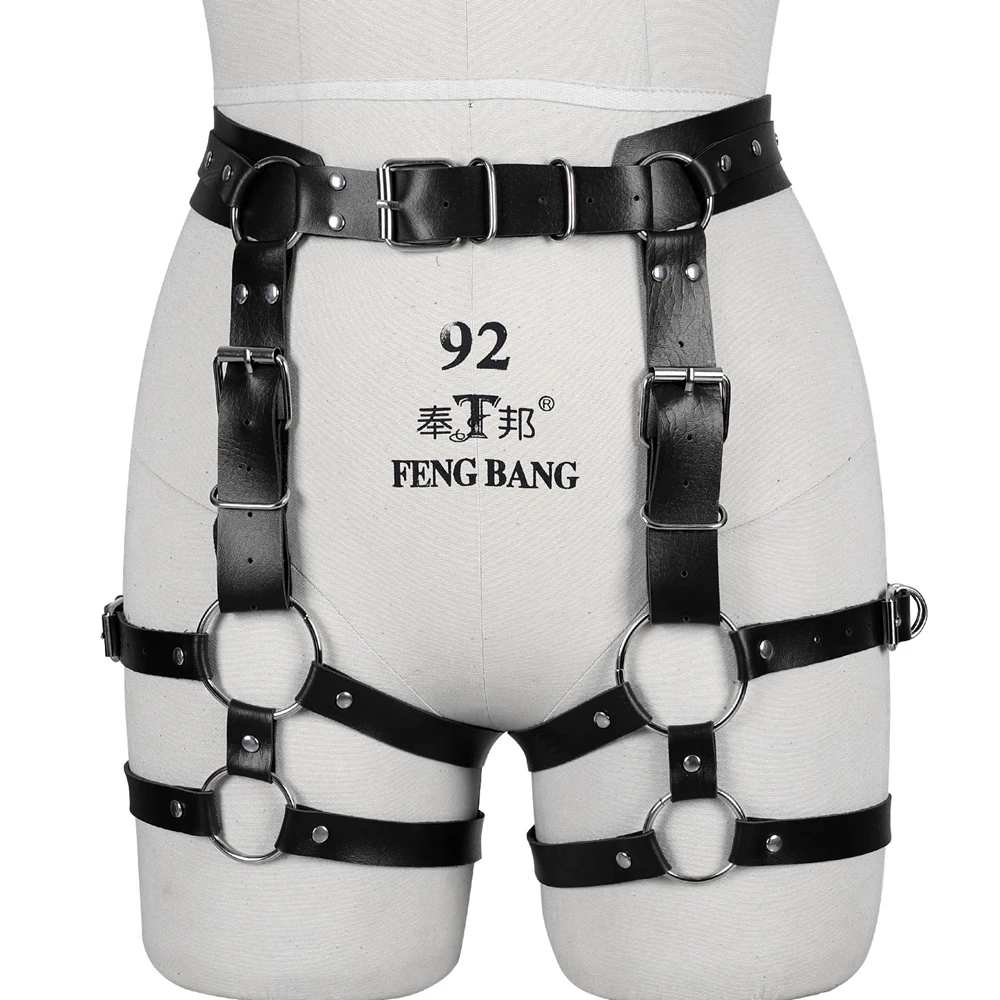 

Punk O-Ring Leather Leg Garter Lingerie Goth Clothing Leather Underwear Bondage Leg Garter Belt Bottom Body Harness Accessories