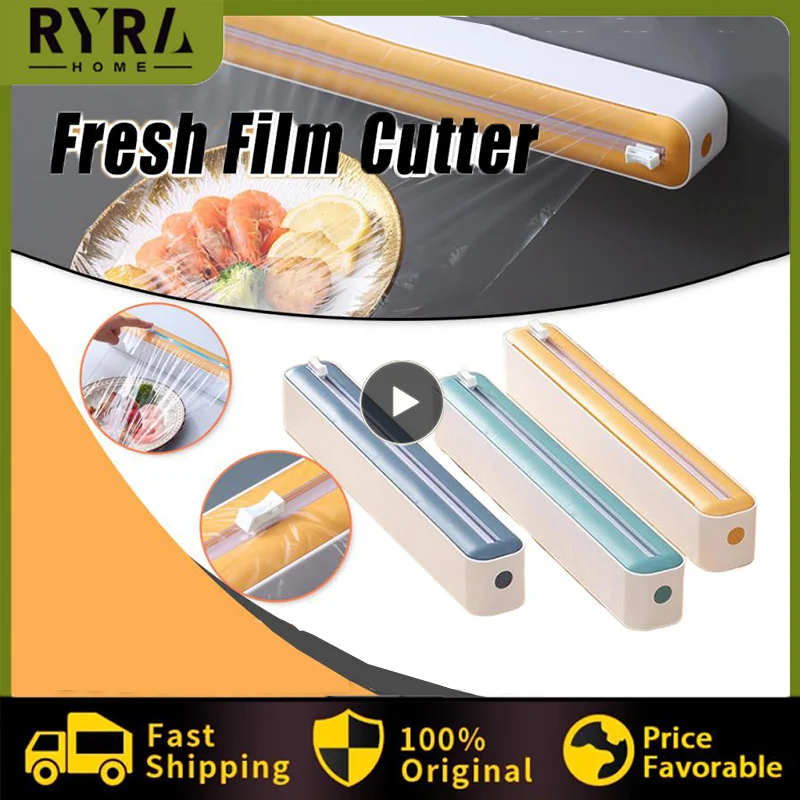 

New Food Film Dispenser Magnetic Wrap Dispenser With Cutter Storage Box Aluminum Foil Stretch Film Cutter Kitchen Accessories