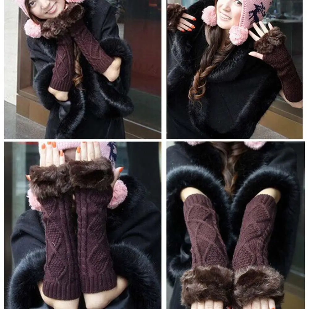 

Women Knitted Arm Warmers Woolen Arm Sleeve Long Fingerless Gloves Casual Warm Soft Fashion Female Gloves Y2k Soild Color