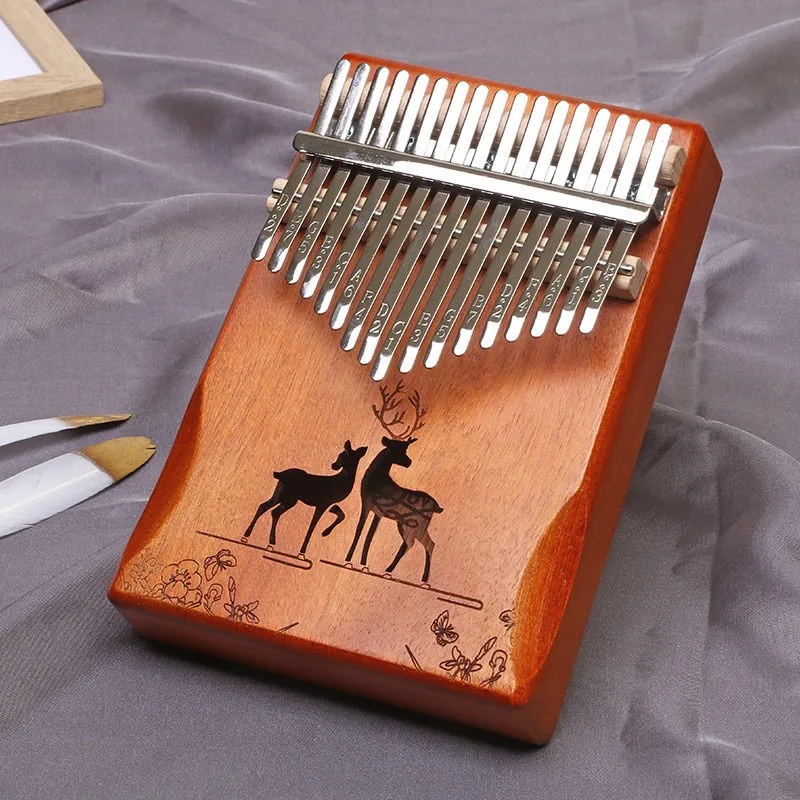 Kalimba 17 Key Thumb Piano High Quality Mahogany African Sanza Mbira Kalimba Portable Brown Deer Finger Music Instrument Gift
