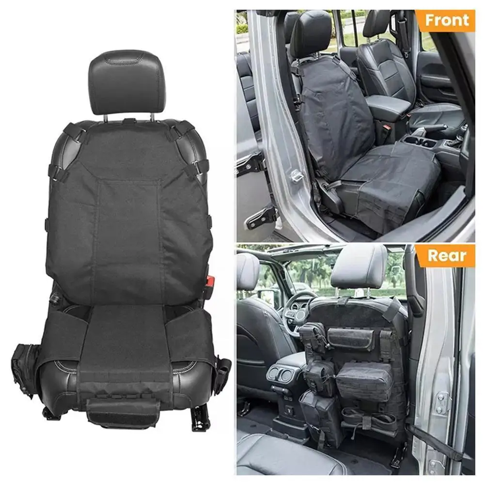 

Universal Front Seat Cover Case Storage Bags Muti-Compartments Pockets Stuff Molle Holder Pouches Organizer A9B0