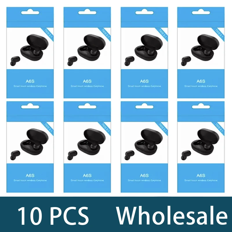 

10pcs Wholesale TWS A6S Wireless Headphones Bluetooth Earphone 5.1 Stereo Headset Earbuds with Microphone for Iphone Xiaomi
