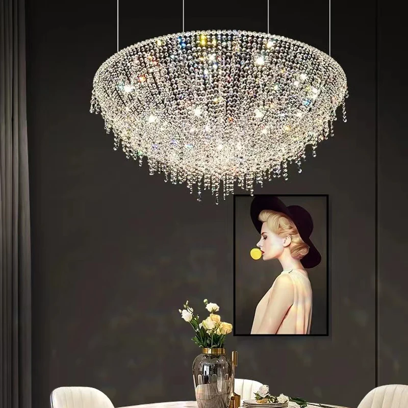 

Villa Living Room Modern Luxury LED K9 Crystal Chandelier Luminaria Ceiling Hanging Lamp Lustre Suspension Lampara Pendant Lamp