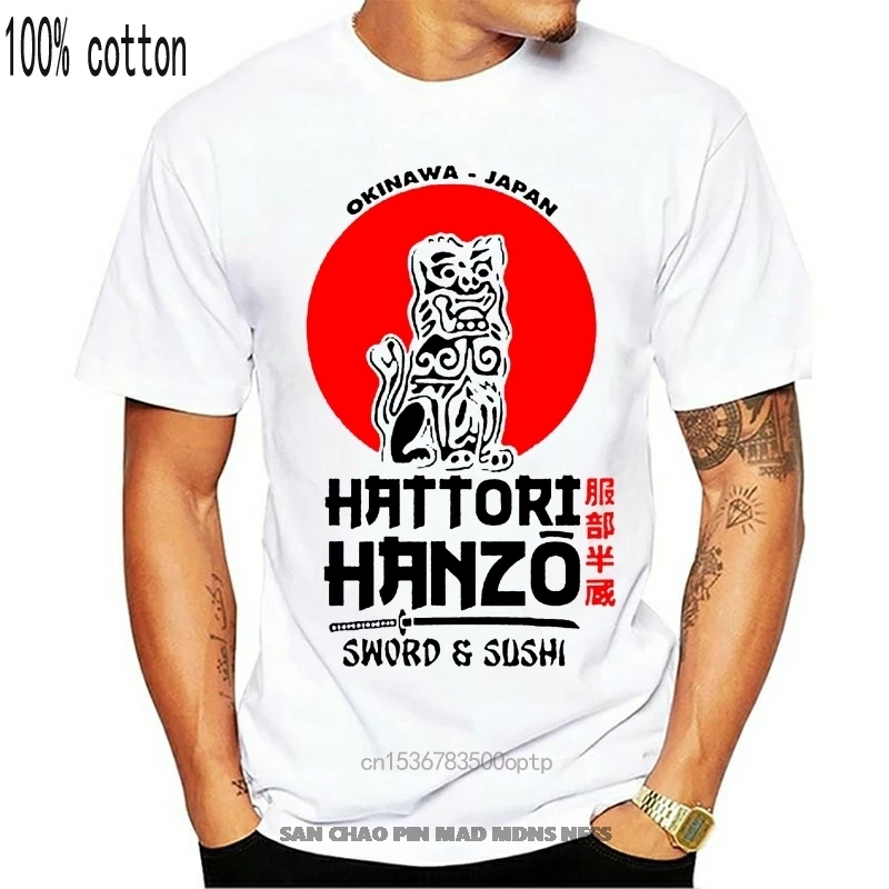 

Hattori Hanzo Men Cool Samurai T-shirt Swords And Sushi Cartoon Design T Shirt Okinawa Japan Chic Tops Tees