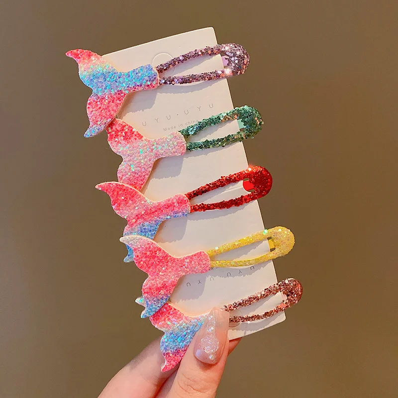 Sequin Mermaid Tail Hair Clips For Girl Kids Cute Kawaii Princess Cartoon Hairpin Fashion Accessories Gift