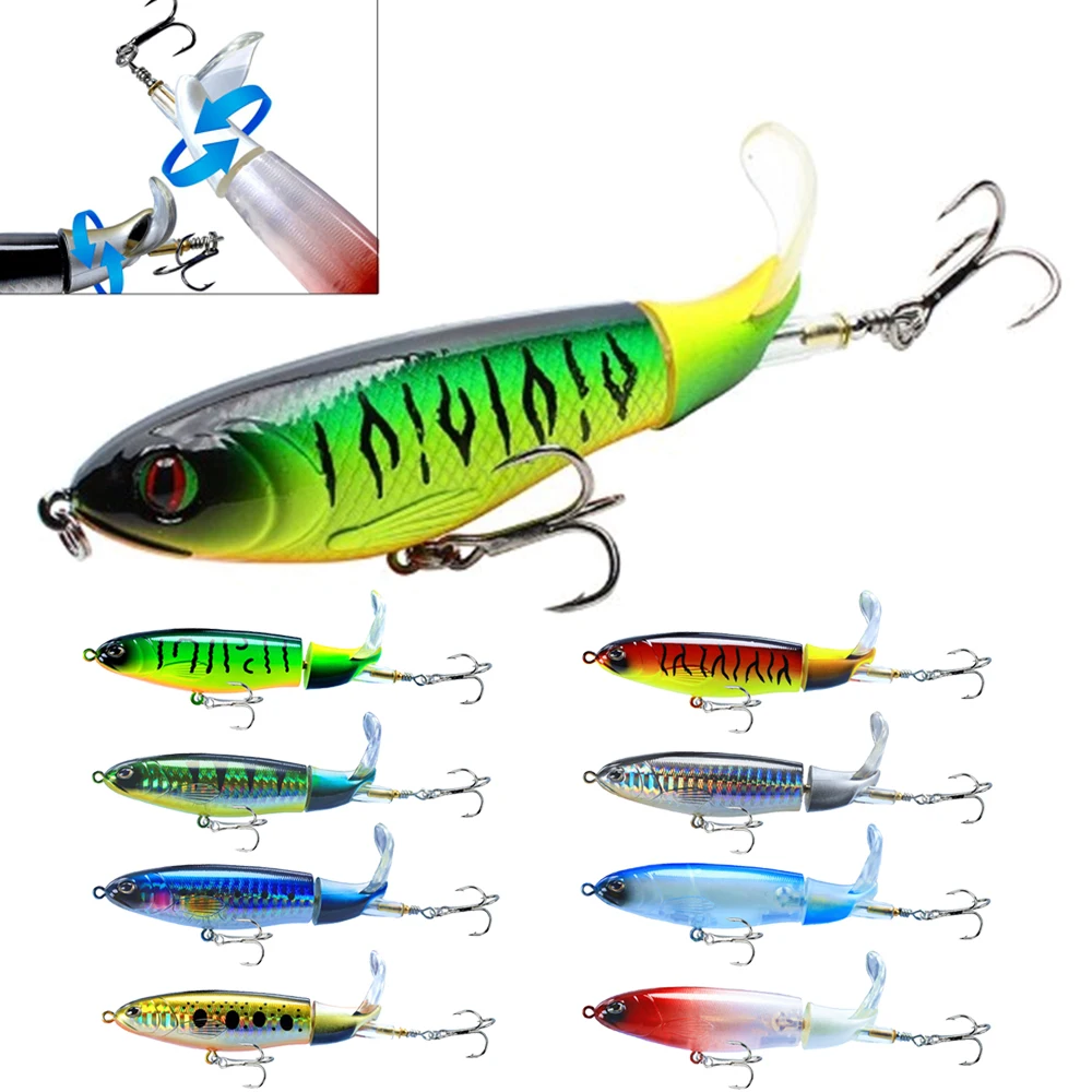 3/4/6PCS Whopper Popper 13g/16g/35g Top water Fishing Lure Artificial Bait Hard Plopper Soft 360° Rotating Tail Fishing Tackle