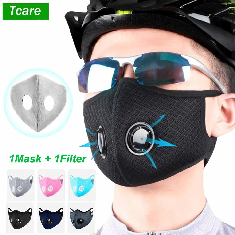 

Tcare Fashion PM2.5 Dust Mask Windproof Mask Double Valve with Replaceable Filter Cycling Sport Bicycle Bike Sport Face Mask New