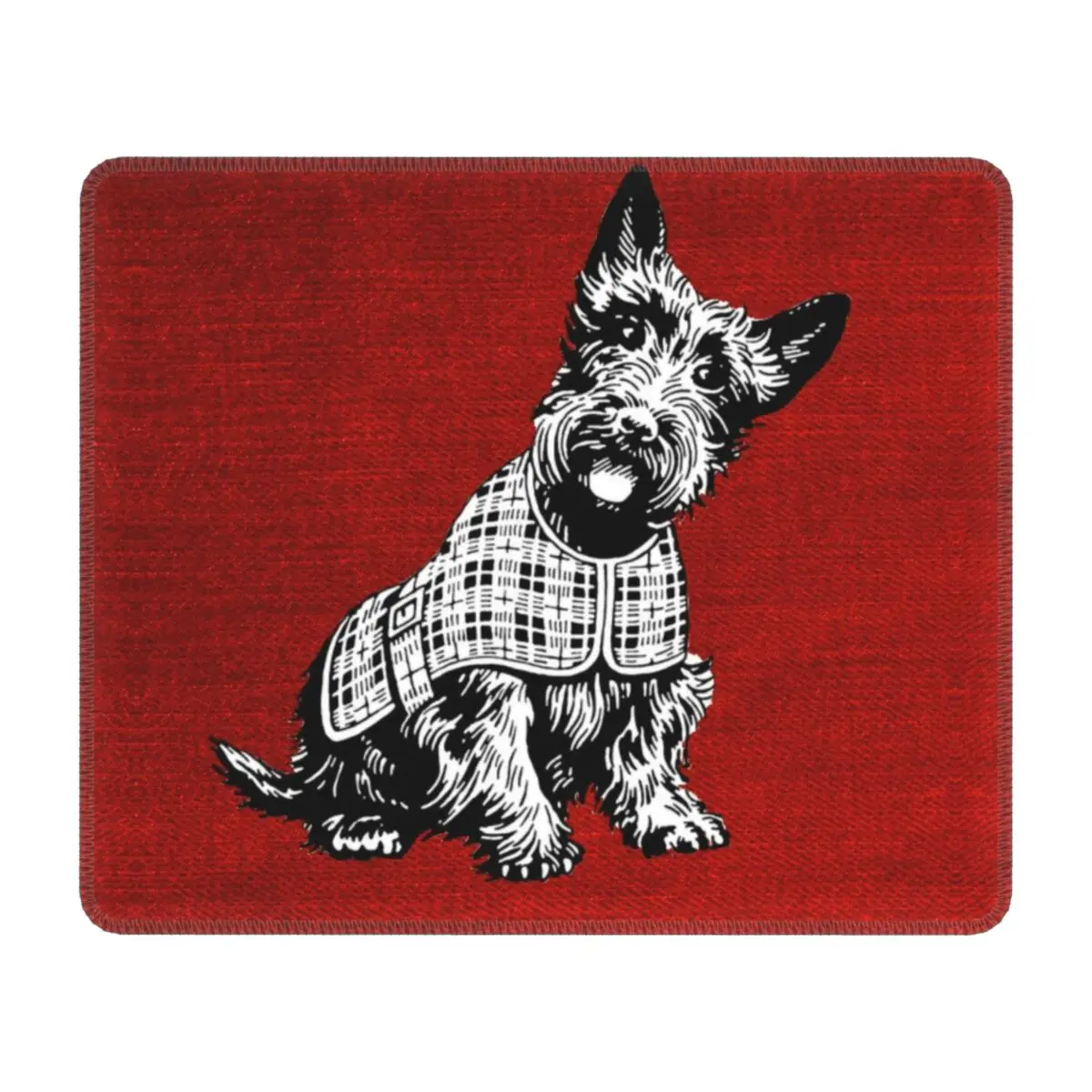 

Vintage Scottish Terrier Mouse Pad Rubber Mousepad With Stitched Edges For Gamer Office Laptop Computer PC Scottie Dog Mouse Mat