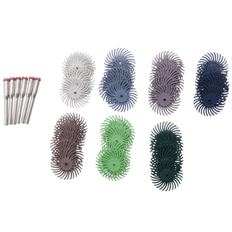 

42Pcs 1 Inch Radial Bristle Disc Kit With 6Pcs 3Mm Shank Detail Abrasive Wheel For Jewelry Wood Metal Polishing