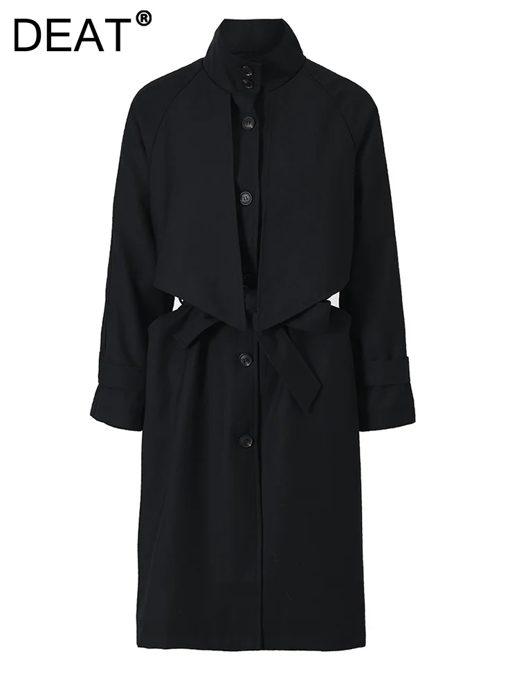 

Женский свободный однобортный Тренч DEAT, асимметричная ветровка с отложным воротником и длинным рукавом, осень 2023