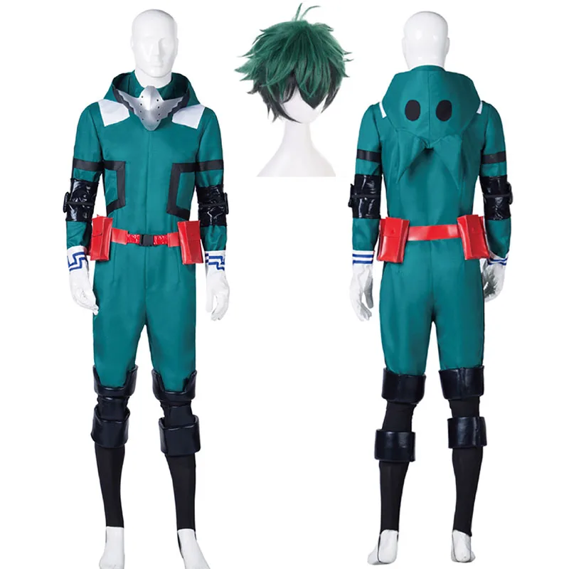 

Anime My Hero Academia Boku no Hero Academia Midoriya Izuku Deku Cosplay Costume Battle Suit Men Jumpsuit Carnival Full Set Wig