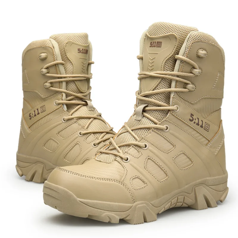 Men's Large 39-46 Desert Combat Boots Outdoor Anti slip Snow Boots Waterproof Tactical Boots Thick Sole Ankle Boots