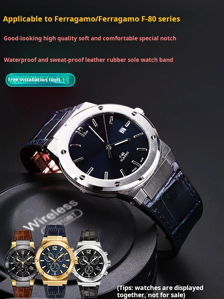 Для Ferragamo Three Eyes F80 мужской ремешок для часов из воловьей кожи F-80 резиновый браслет