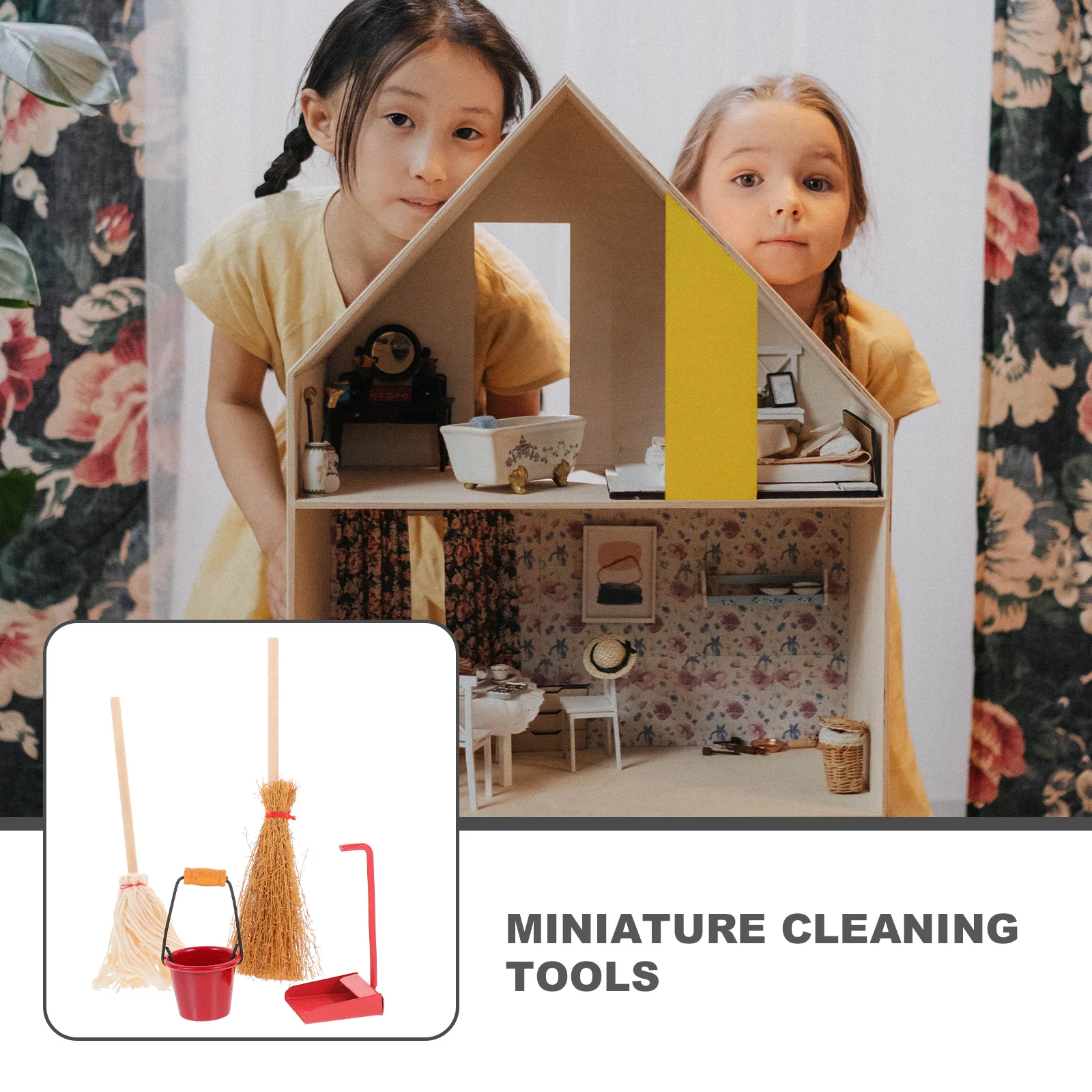 Аксессуары для чистки кукольного домика мини-швабра инструменты кукол украшения