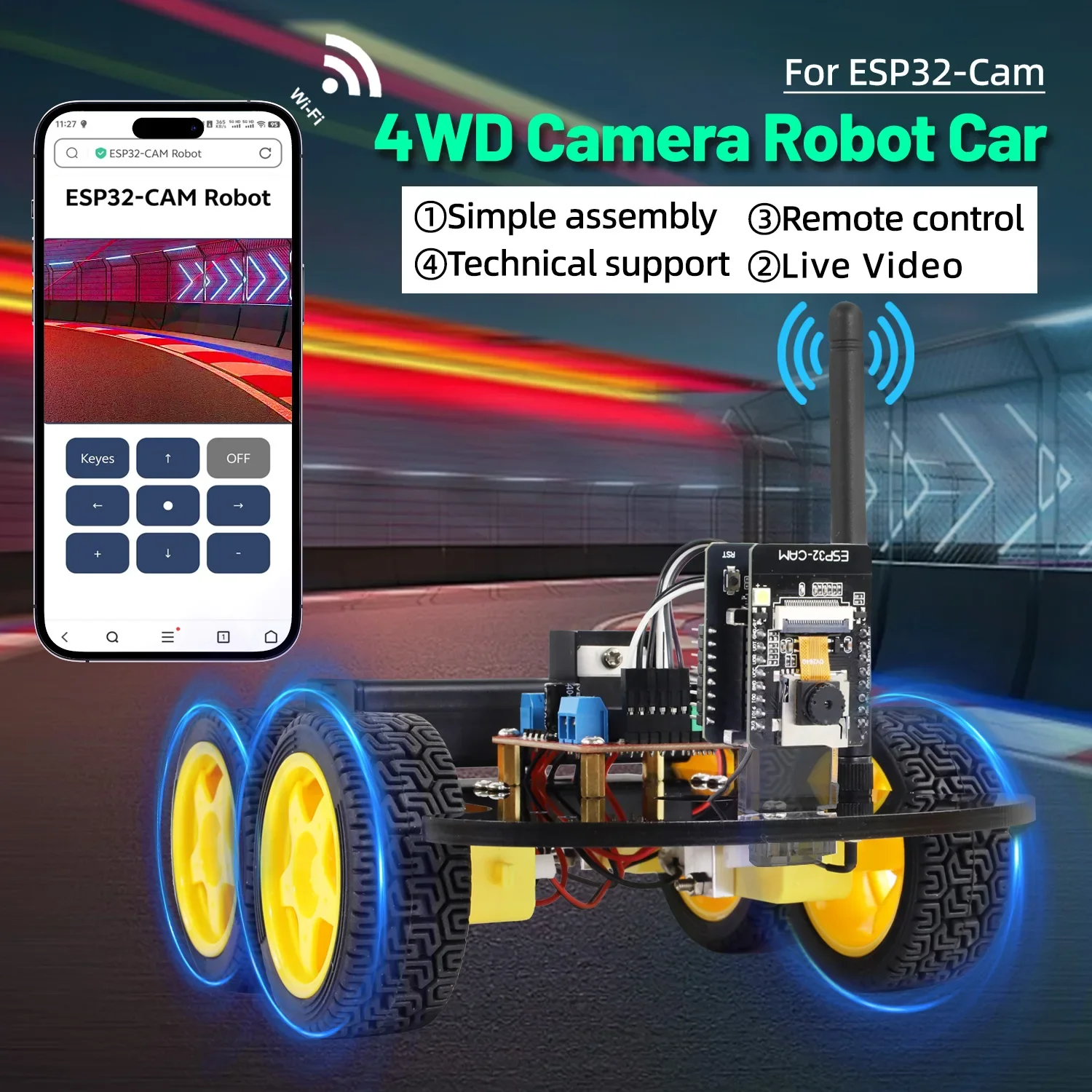 Фото Новый программируемый робот-автомобиль RoRuSNEW Keyestudio 4WD&2WD ESP32-Cam с Wi-Fi камерой для проектов Arduino ESP32 №4