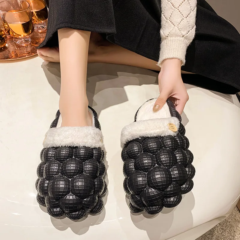 Slip On Scuff Clogs Eva Soft Sole Waterproof Slides Short Plush House Shoes Ball Sole Mules