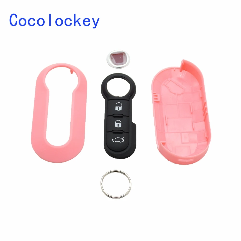 

Cocolockey Car Key Shell Cover Case for FIAT 500 500L 500X Abarth 3 Button Remote Flip Folding Key with Key Pad Car Accessories