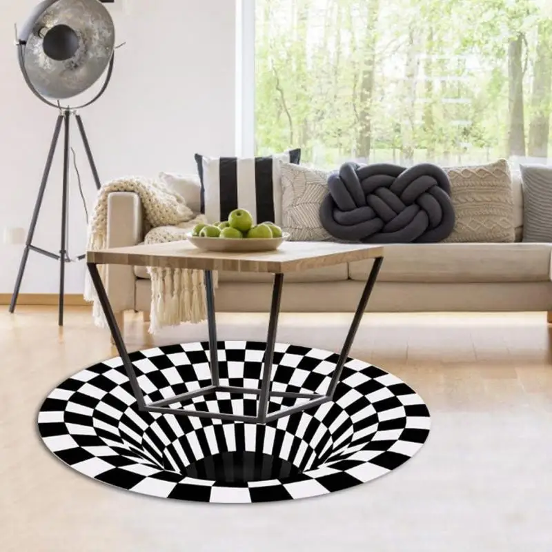 80x80cm 3D Vortex Illusion Carpet Non-slip Floor Mat Area Rug Abstract Geometric Print Optical Home Living Room Bedroom Doormat | Дом и сад
