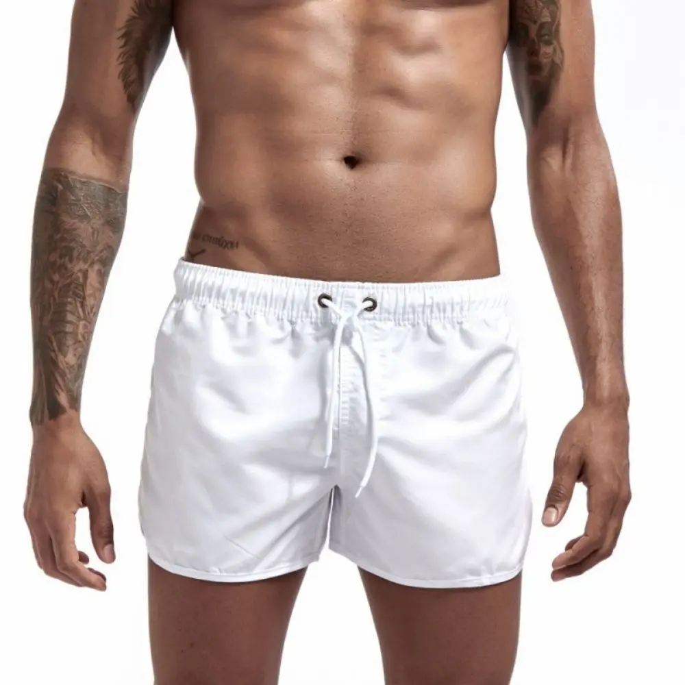 

Men'S Soild Boxer Shorts Beach Shorts Quick Drying Sports Shorts Lace Up Casual Shorts Trunk Flat Corner Panties
