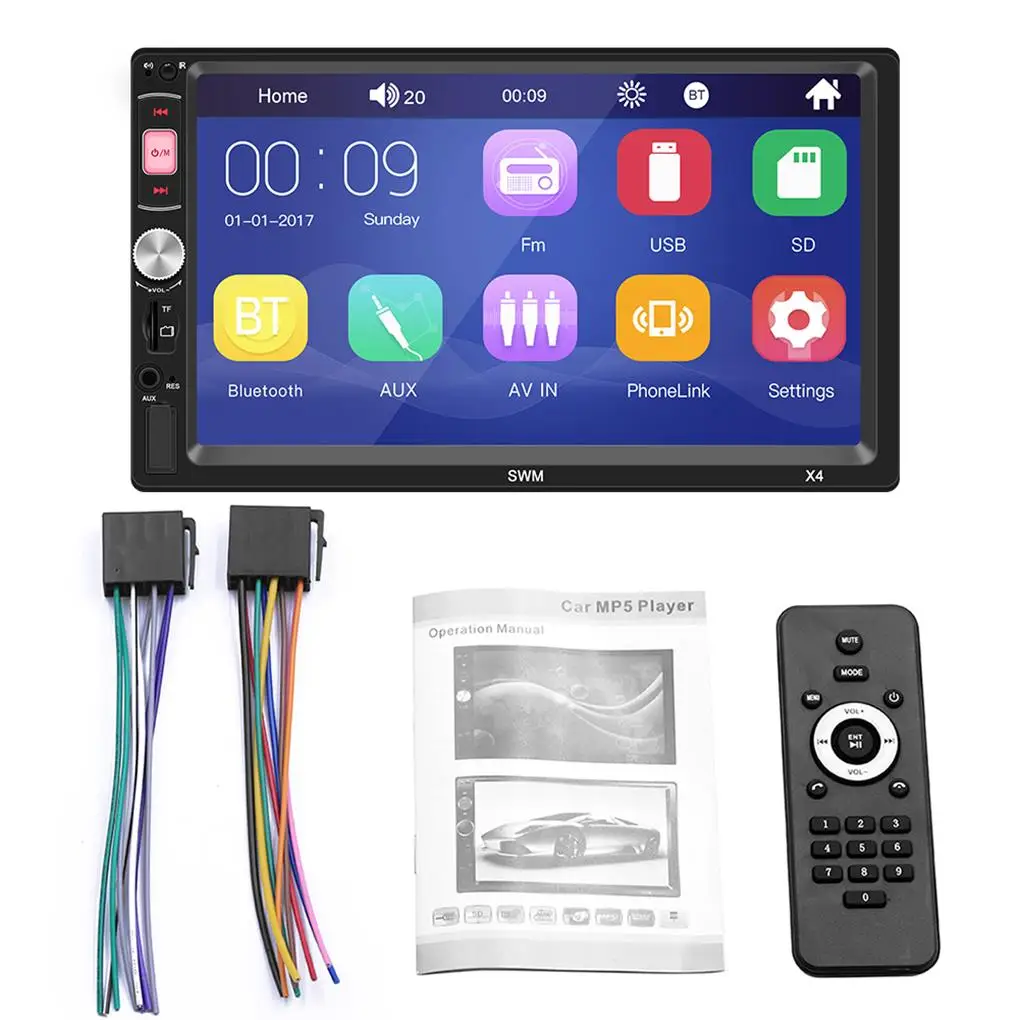 

7-inch Car MP5 Player with Bluetooth FM Function Car Multimedia Player Multifunctional Car Audio Receiver for Outdoor Vehicle