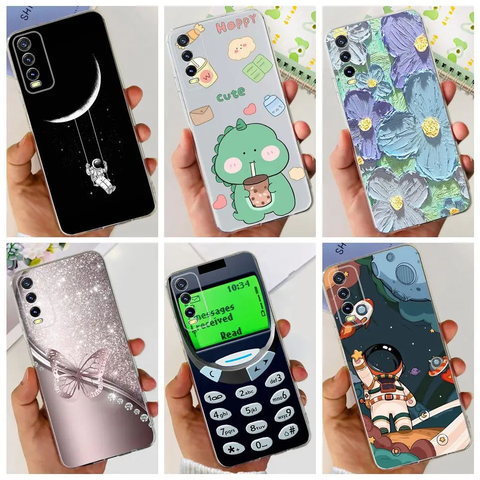 Женская Обложка для Vivo V2027, чехол для телефона Vivo Y11s, Y12s, Y20, Y20s, Y20i, милые Мультяшные чехлы с масляными цветами для Y20, 20S