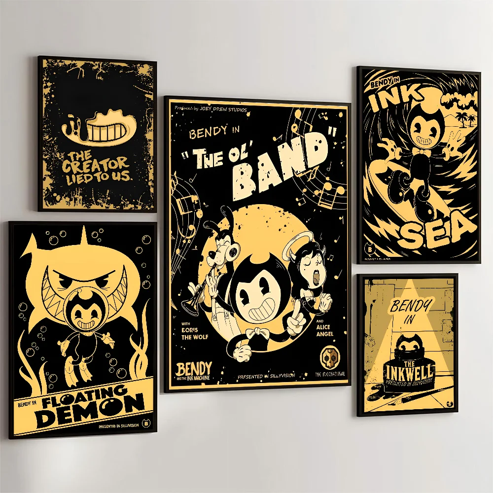 B-Bendy A-And The L-Ink M-Machine DIY липкий постер водостойкая бумажная наклейка кофейня бар