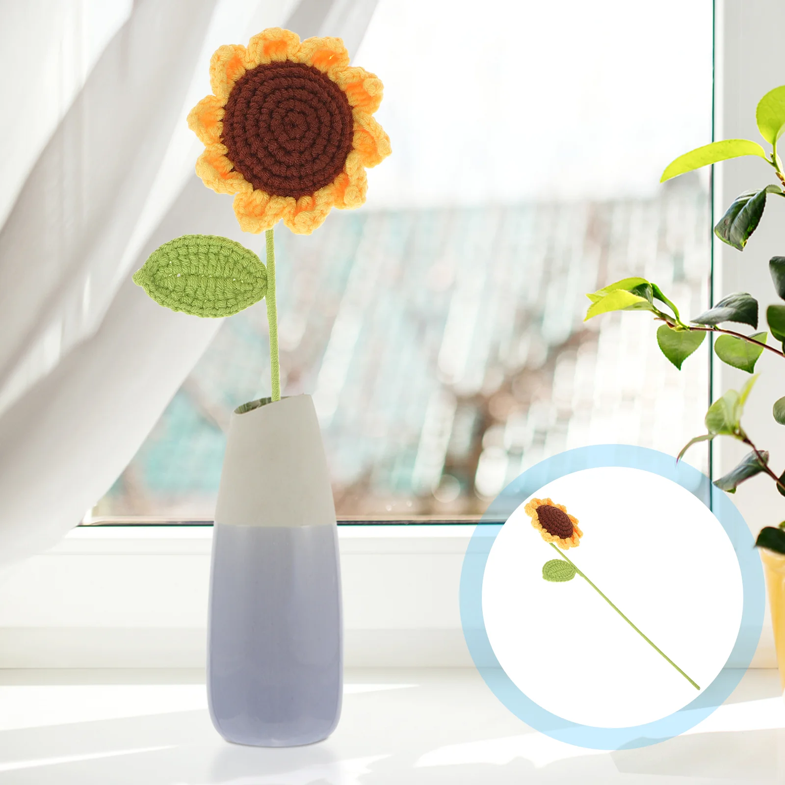 

Flower Flowers Fake Artificial Lavender Decor Sunflower Knitted Bouquet Stem Crochetfaux Decoration Bundle Weddingfloral