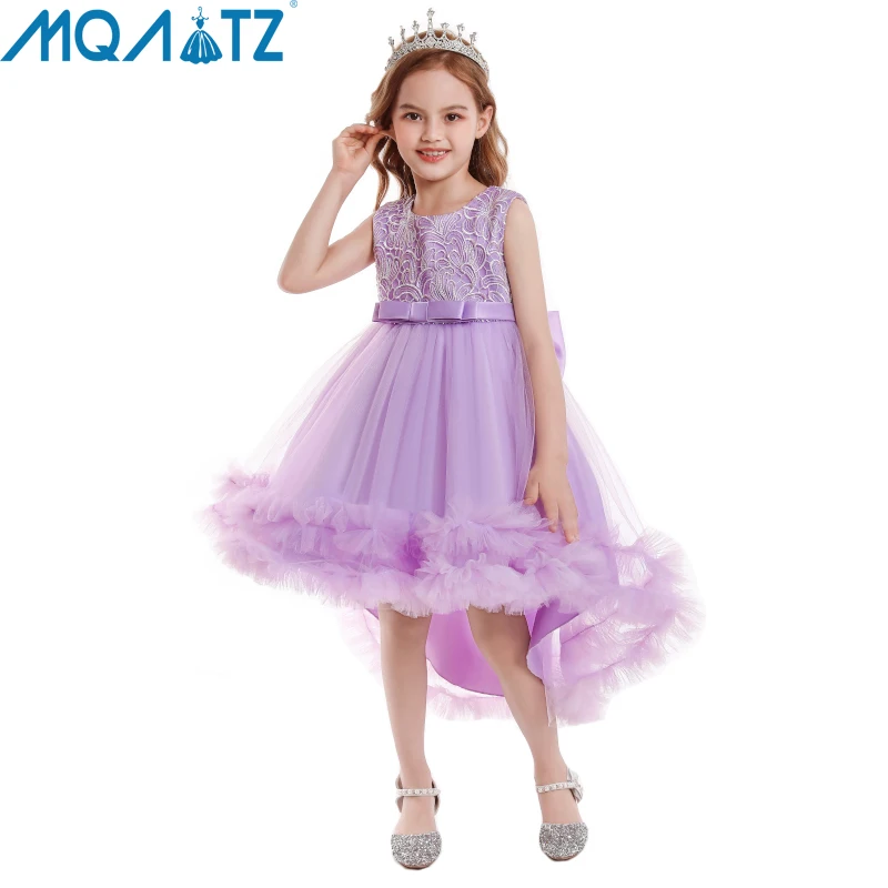 

MQATZ 3 10 Years Children Princess Trailing Bow Party White Wedding Bridesmaid Summer Dress Ball Gown Vestido Baby Girls Clothes