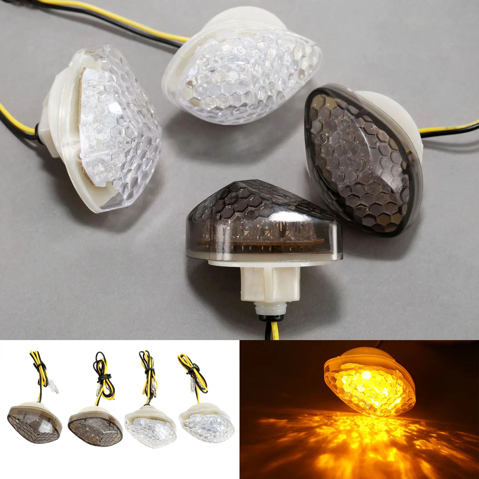 

2Pcs Unversal Flush Mount Motorcycle 12V LED Turn Signals Indicator Sidemarker Blinker Light Amber Flasher for Honda Most Models