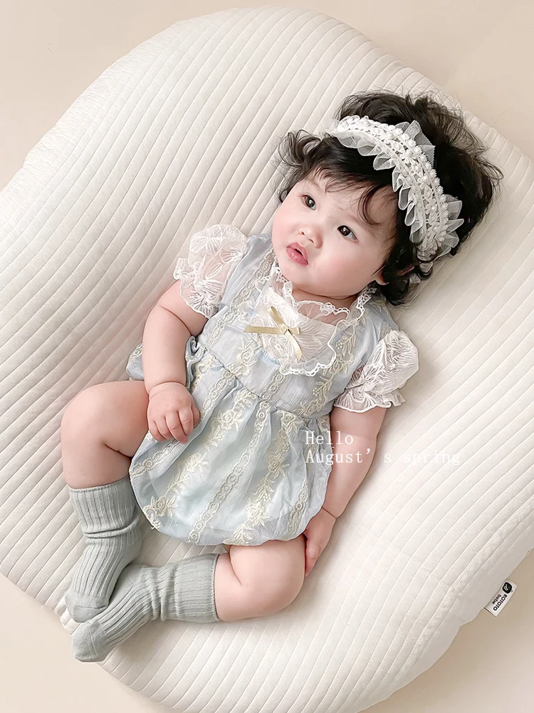 Baby Clothes Summer One-piece Clothes Female Baby Super Cute Lace Bag Fart Clothes Full Moon Hundred Day Banquet Summer Princess