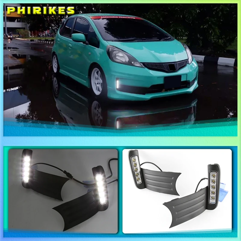 Дневные ходовые огни противотуманные фары для Honda Jazz Fit 2011-2013 12 В дневной свет