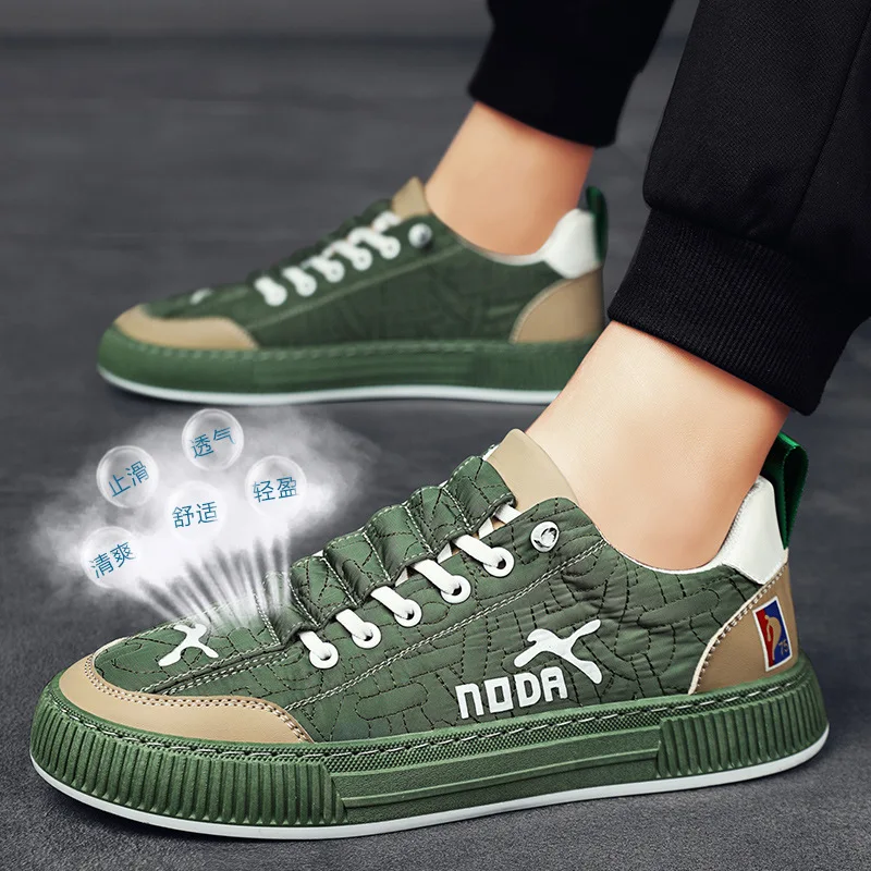 

2023 Classic Fashion Printed Men's Green Sneakers Breathable Flat Skateboard Shoes Casual Men Lace-up Low Sneakers Basket Homme