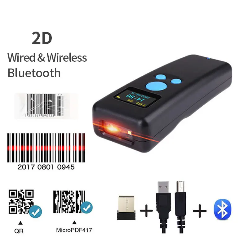 

Mini Barcode Scanner Portable QR Bar Code Reader Laser CCD 1D 2D Wireless Bluetooth Scanner M8 For Supermarket Express Delivery