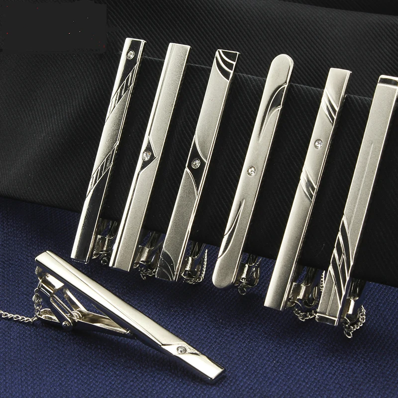 

Men's Metal Tie Clip Silver Color Necktie Clips Pin Clasp Men Wedding Gentleman Ties Bar Crystal Tie Pin Party Smooth Clasp Pins