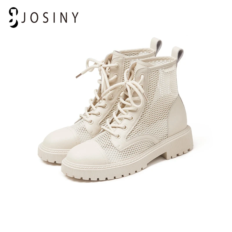 

JOSINY Women's Boots Hollow Martin Fashion Breathable Leisure Cool Black BeigeThick Soled Board Boots For Female