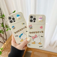 disney 3d donald duck daisy duck phone case for iphone 13 12 11 pro max x xr xs max 7 8 plus se shockproof soft leather cover