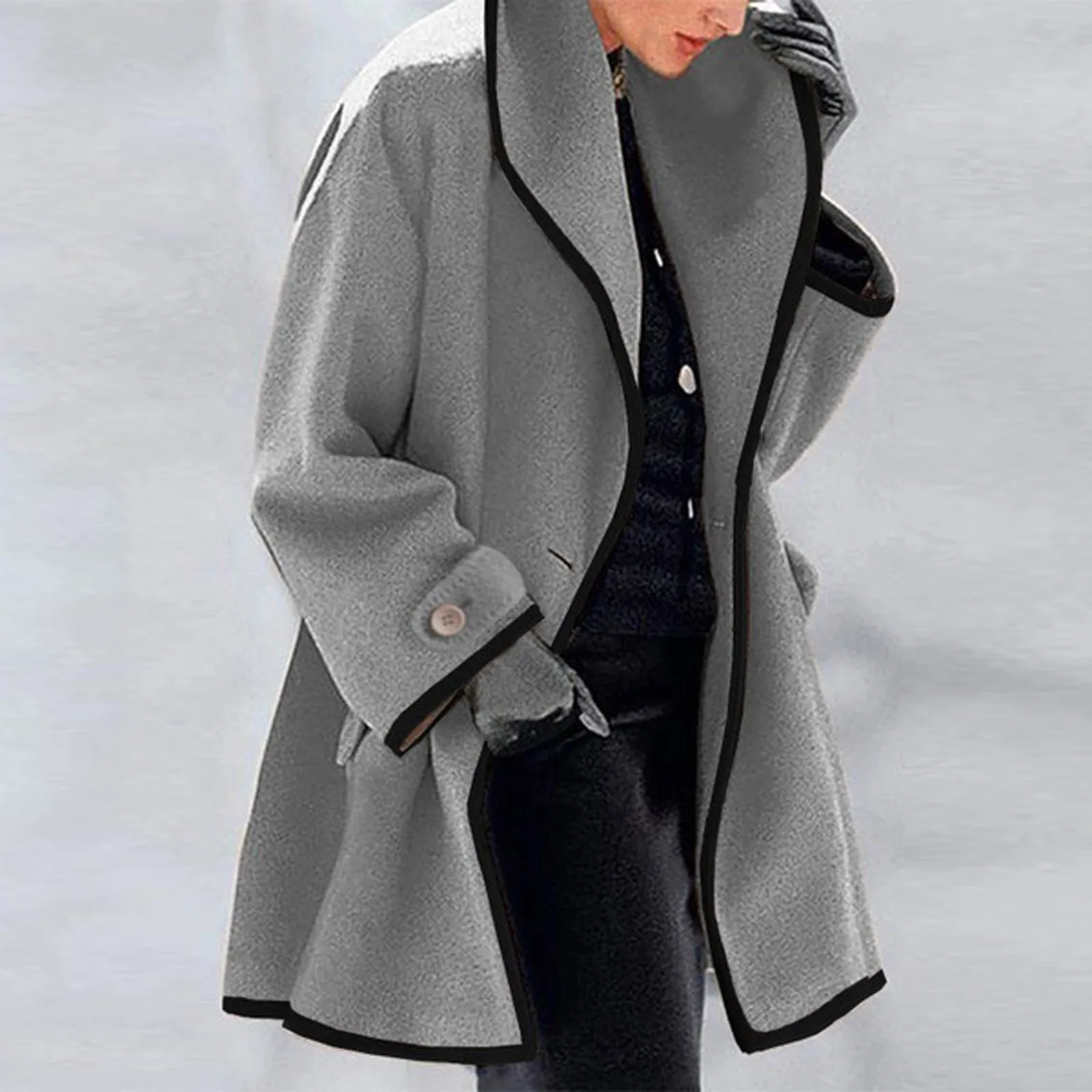 New Ladies Fashion Autumn and Winter Casual Round Neck Loose Hooded Woolen Coat 2023 Woman Double-sided Woolen Coat