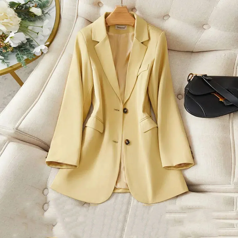 White Suit Women's Coat 2022 New Spring Autumn Korean Long Sleeve Single Breasted Blazers Women Jacket Casual Ladies Blazer Tops