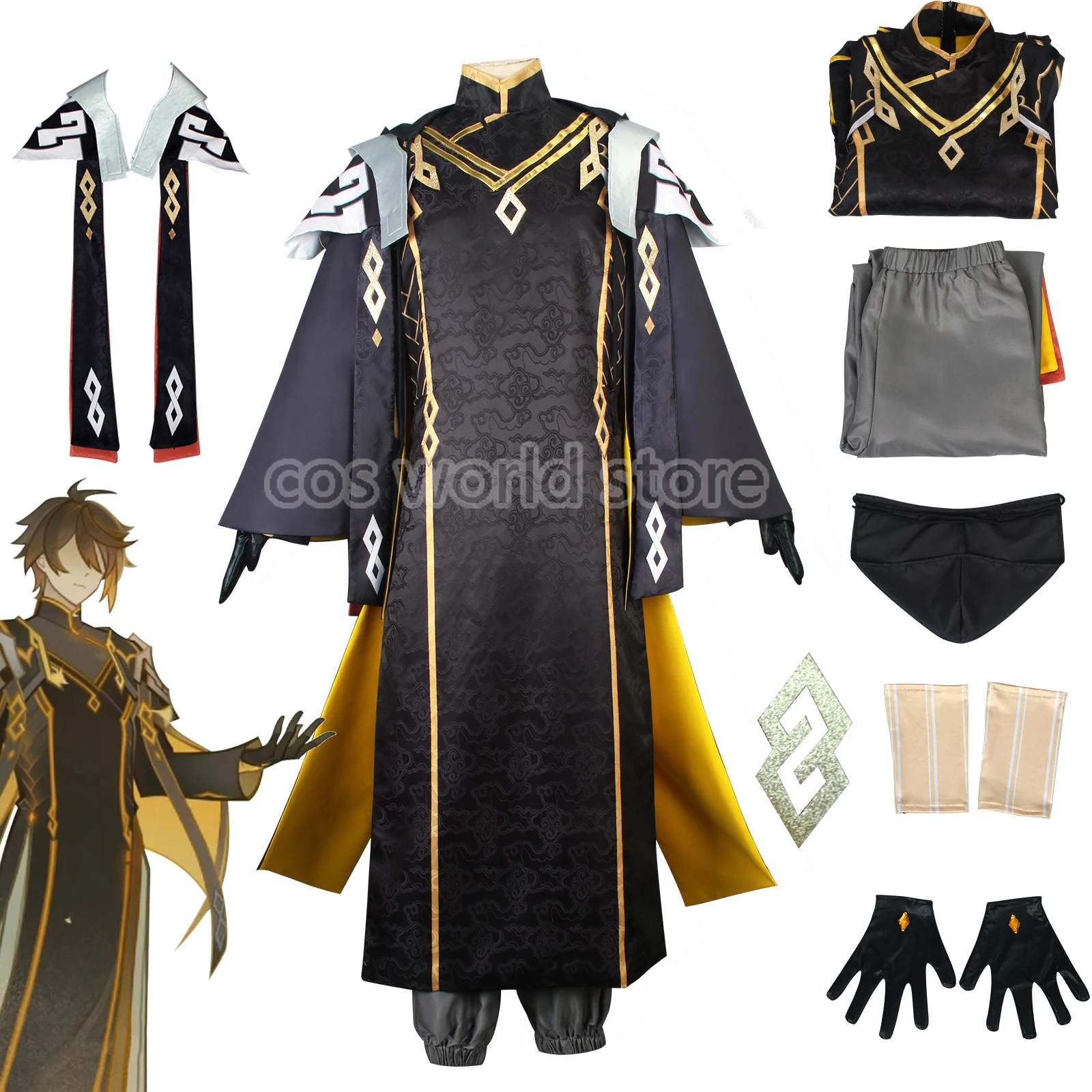 Костюм для косплея Game Genshin Impact Zhongli Morax костюм из новой кожи мужчин Униформа с